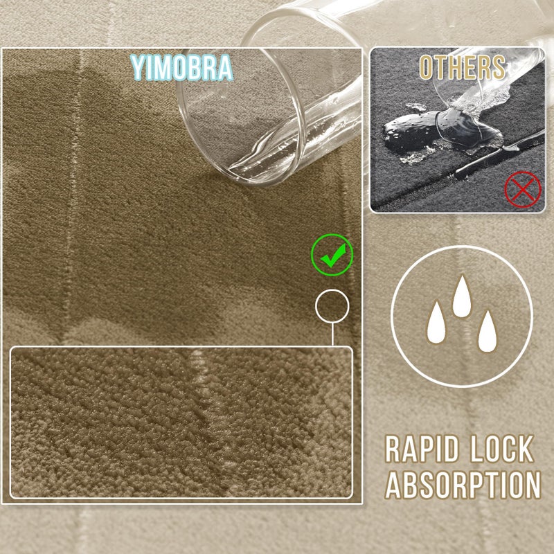 Yimobra Long Bath Mat 44"x24", Super Soft Quick Dry Memory Foam Bathroom Rug, Water Absorbent, Non Slip Backing Machine Washable for Tub Shower, Thick Comfort Support, Pale Khaki - Image 4